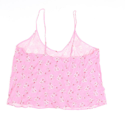 Marks and Spencer Womens Pink Floral Viscose Cami Pyjama Top Size 20 - Ghost