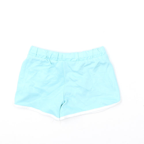 Marks and Spencer Girls Blue 100% Cotton Sweat Shorts Size 5-6 Years Regular - Ice-Lolly, Cool