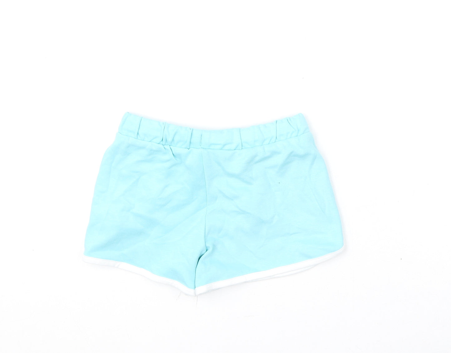 Marks and Spencer Girls Blue 100% Cotton Sweat Shorts Size 5-6 Years Regular - Ice-Lolly, Cool