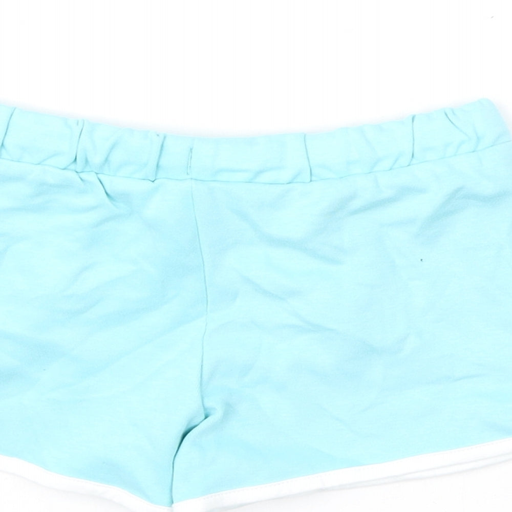 Marks and Spencer Girls Blue 100% Cotton Sweat Shorts Size 5-6 Years Regular - Ice-Lolly, Cool