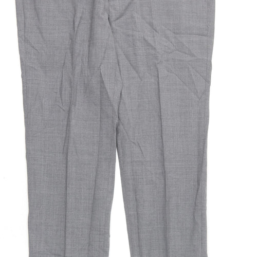 Marks and Spencer Mens Grey Polyester Dress Pants Trousers Size 36 in L31 in Regular Zip