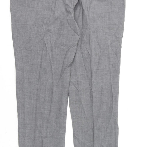 Marks and Spencer Mens Grey Polyester Dress Pants Trousers Size 36 in L31 in Regular Zip