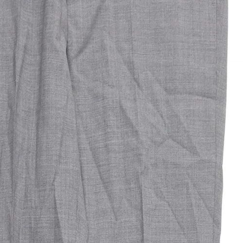 Marks and Spencer Mens Grey Polyester Dress Pants Trousers Size 36 in L31 in Regular Zip