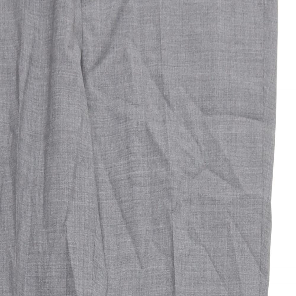 Marks and Spencer Mens Grey Polyester Dress Pants Trousers Size 36 in L31 in Regular Zip