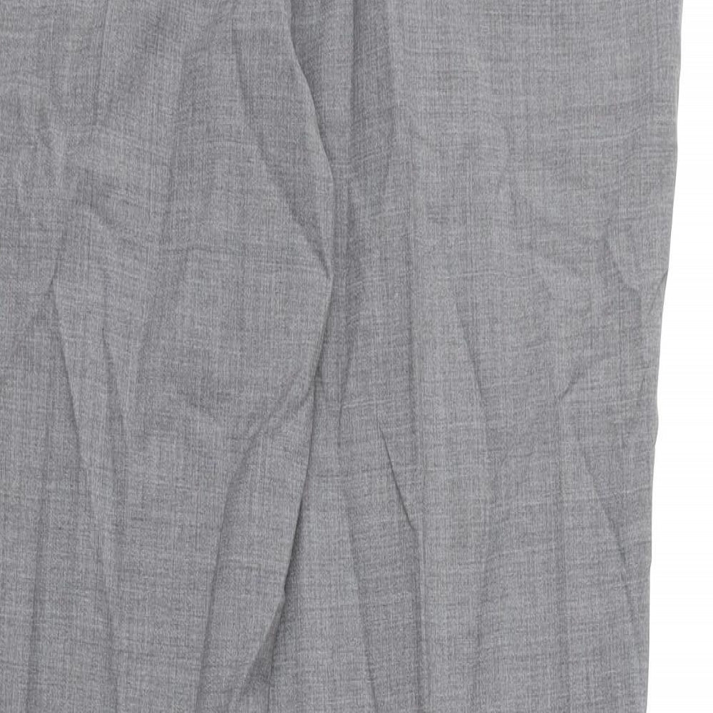 Marks and Spencer Mens Grey Polyester Dress Pants Trousers Size 36 in L31 in Regular Zip