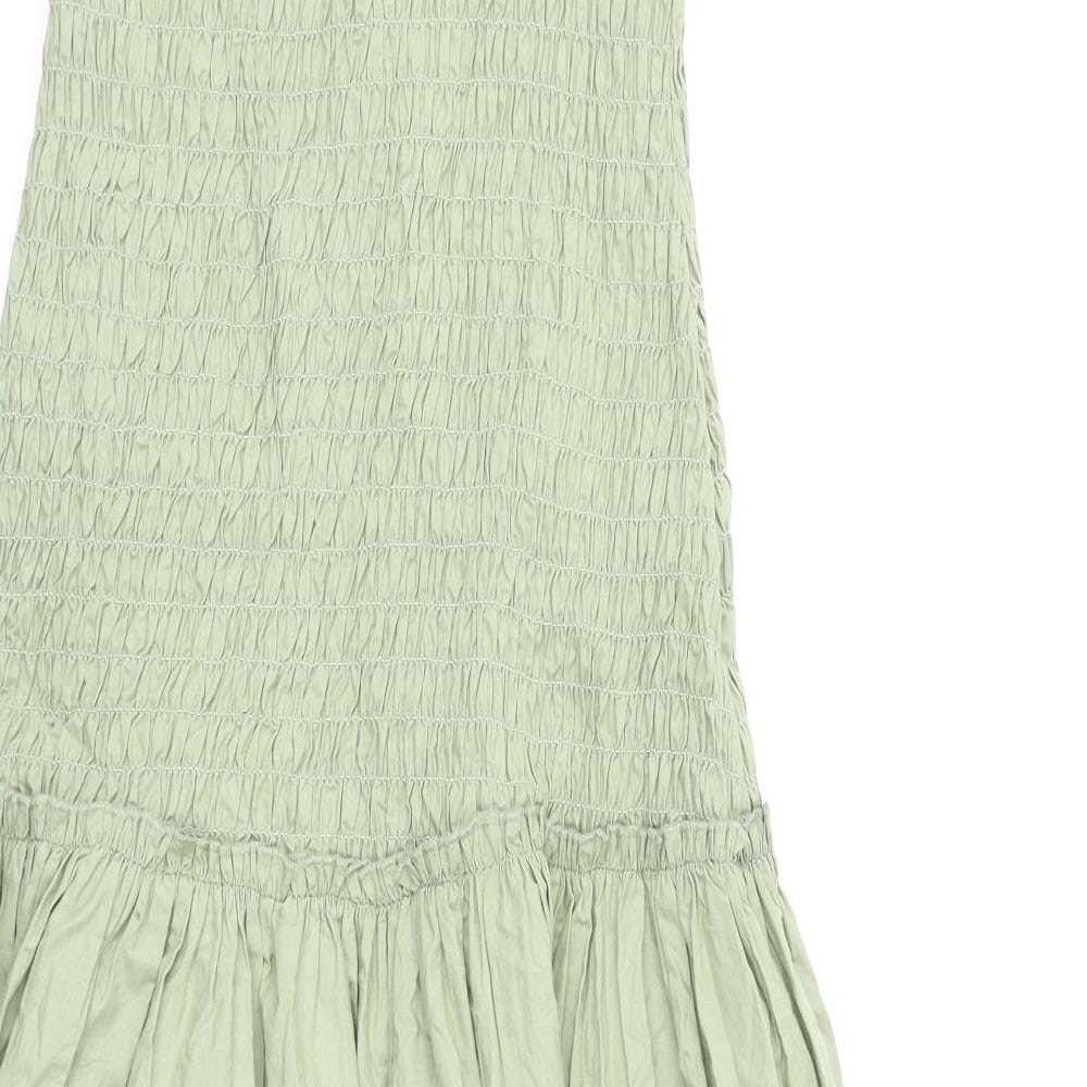ASOS Womens Green 100% Cotton Fit & Flare Size 8 V-Neck Pullover - Tie Detail
