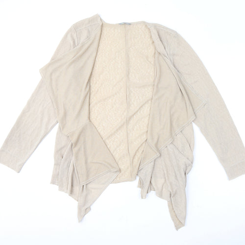 Marks and Spencer Womens Beige V-Neck Polyester Cardigan Jumper Size 16 - Waterfall Cardigan