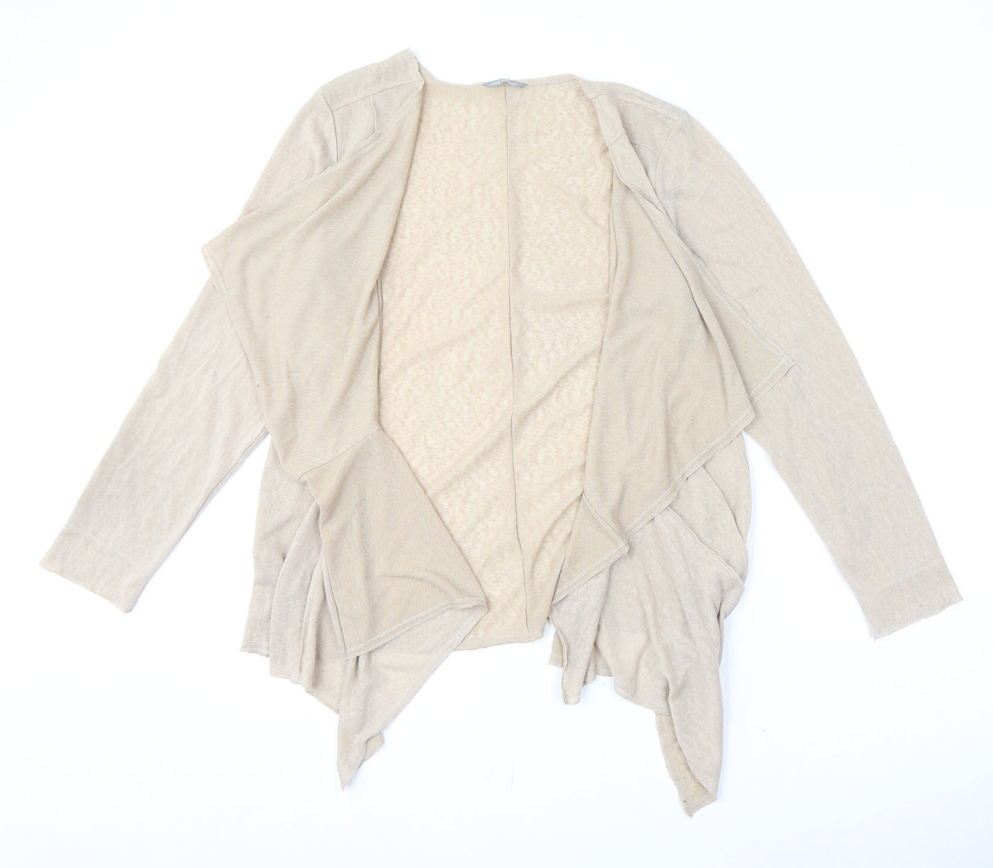 Marks and Spencer Womens Beige V-Neck Polyester Cardigan Jumper Size 16 - Waterfall Cardigan