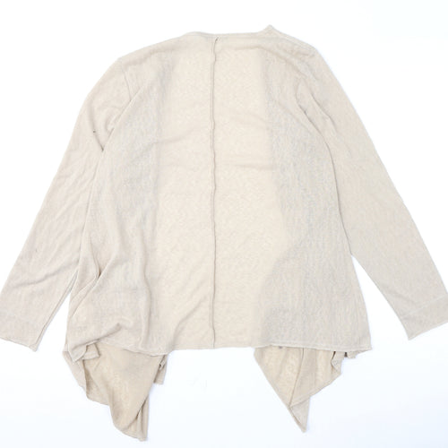 Marks and Spencer Womens Beige V-Neck Polyester Cardigan Jumper Size 16 - Waterfall Cardigan