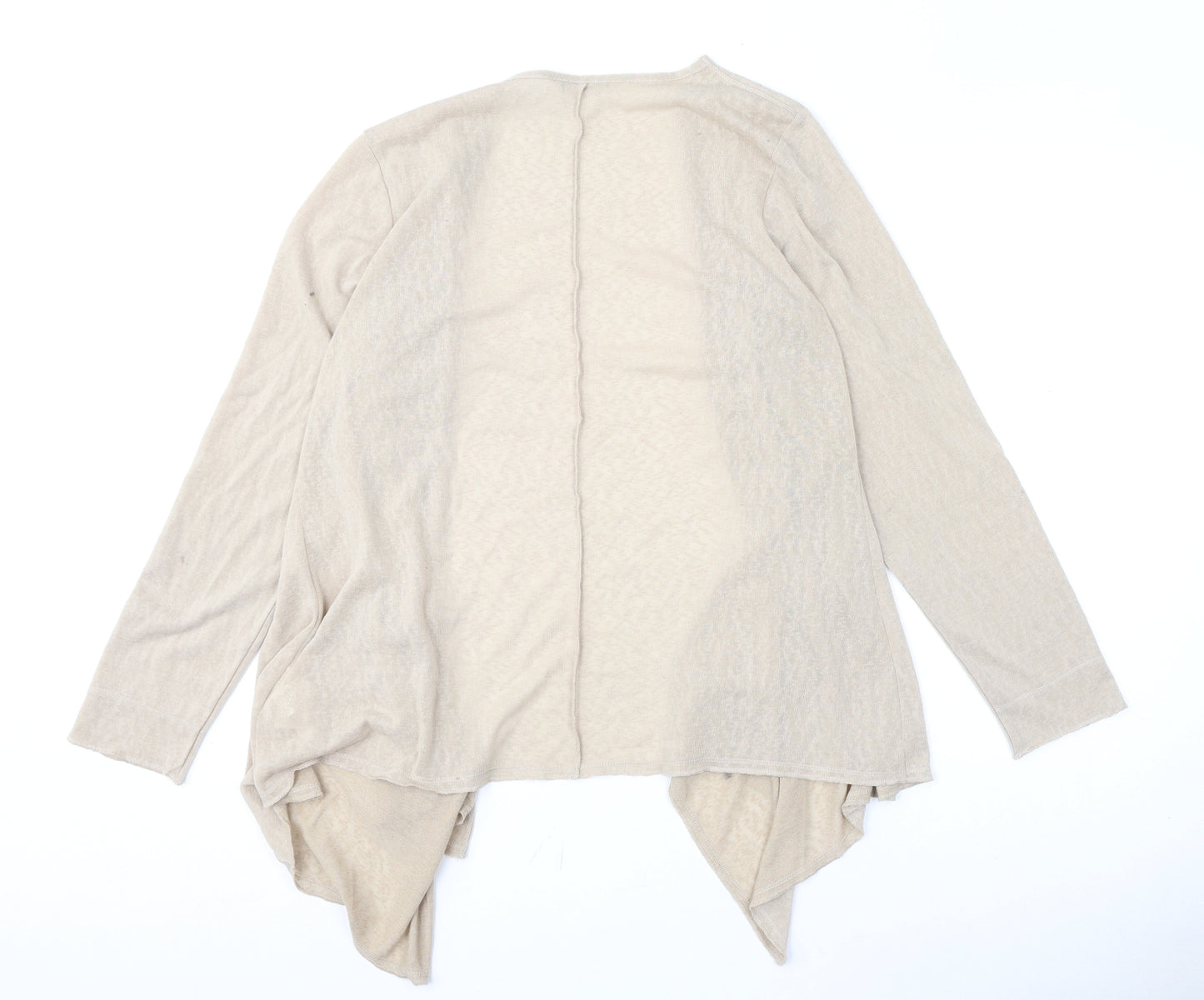 Marks and Spencer Womens Beige V-Neck Polyester Cardigan Jumper Size 16 - Waterfall Cardigan