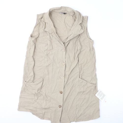 ASOS Womens Beige 100% Cotton A-Line Size 16 Collared Button