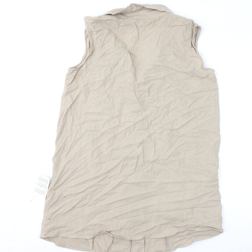 ASOS Womens Beige 100% Cotton A-Line Size 16 Collared Button