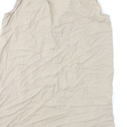 ASOS Womens Beige 100% Cotton A-Line Size 16 Collared Button