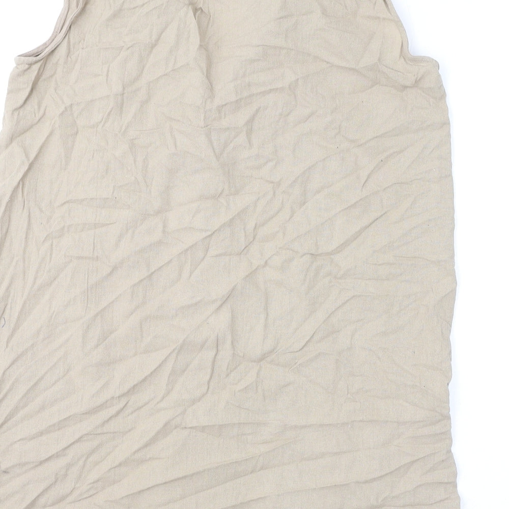 ASOS Womens Beige 100% Cotton A-Line Size 16 Collared Button