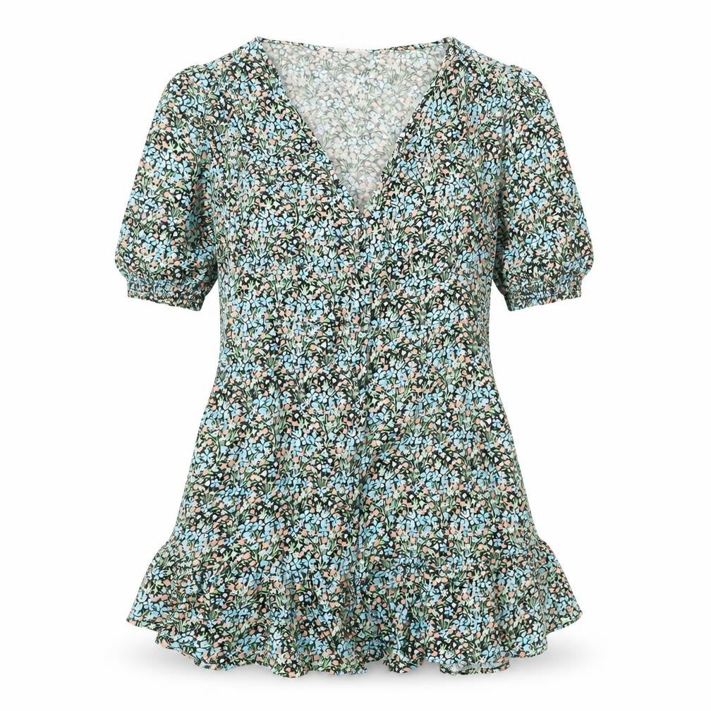 Miss Selfridge Womens Multicoloured Floral Viscose A-Line Size 10 V-Neck Button