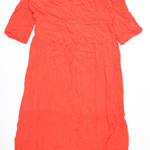 Marks and Spencer Womens Red Viscose A-Line Size 18 V-Neck Button
