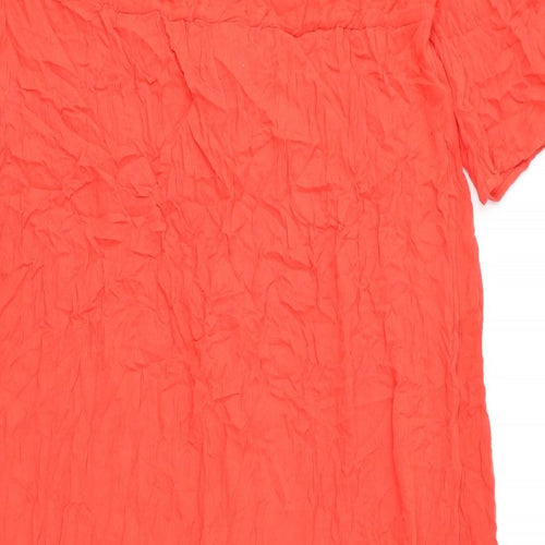 Marks and Spencer Womens Red Viscose A-Line Size 18 V-Neck Button