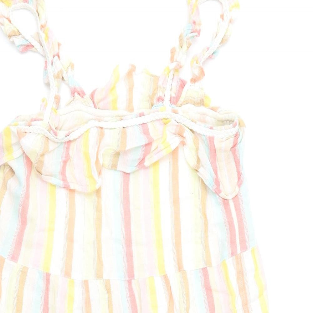 Sézane Womens Multicoloured Striped Cotton A-Line Size 10 Square Neck Pullover