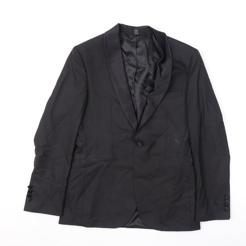 Marks and Spencer Mens Black Polyester Jacket Blazer Size 36 Regular