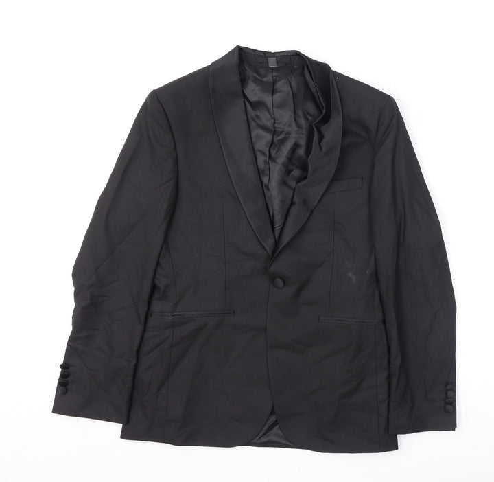 Marks and Spencer Mens Black Polyester Jacket Blazer Size 36 Regular