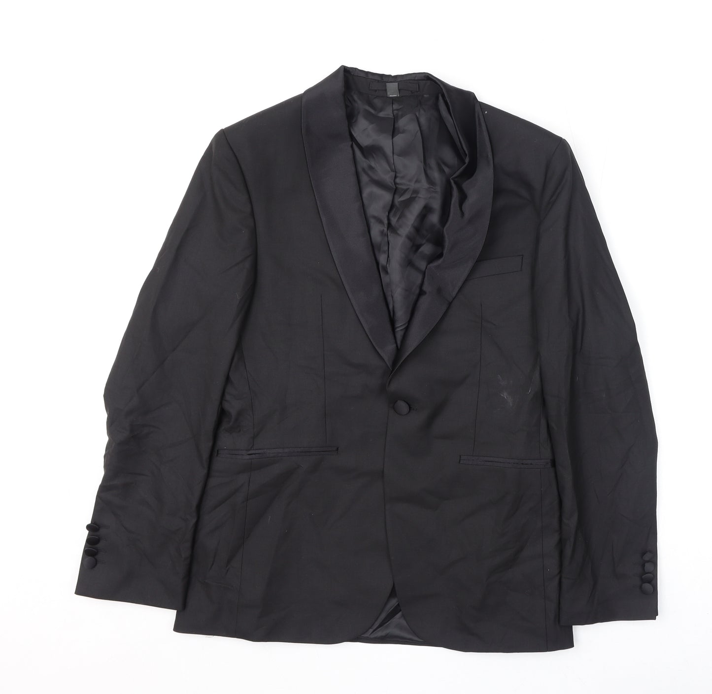 Marks and Spencer Mens Black Polyester Jacket Blazer Size 36 Regular