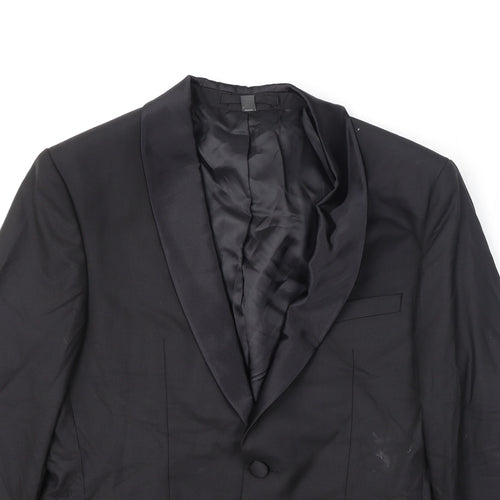 Marks and Spencer Mens Black Polyester Jacket Blazer Size 36 Regular