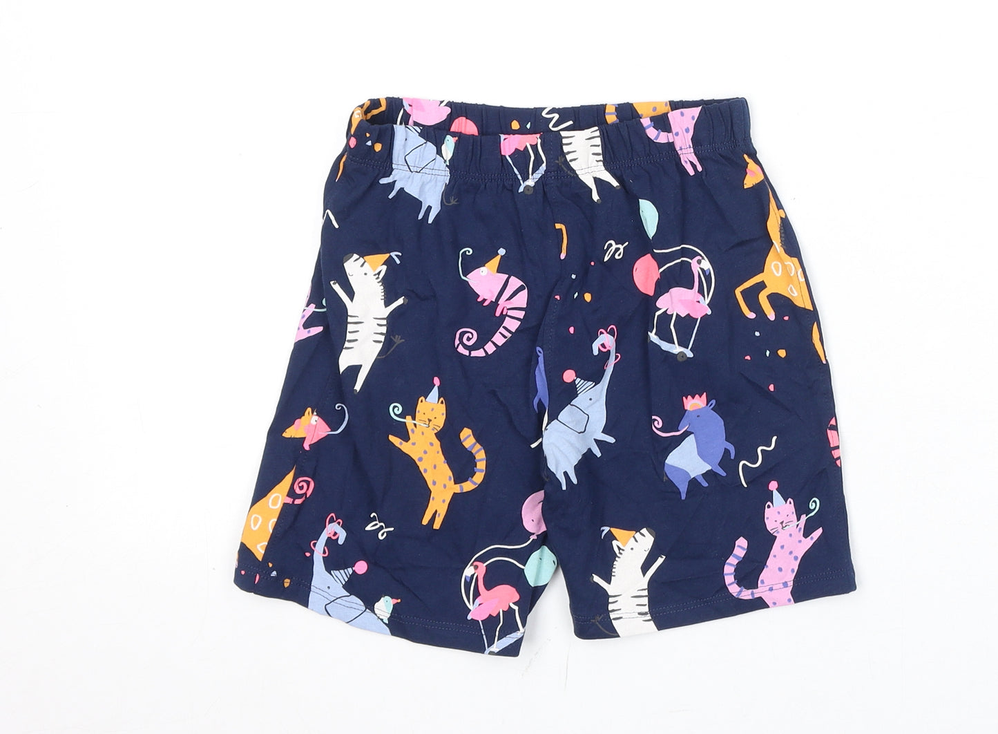 Marks and Spencer Boys Blue Geometric 100% Cotton Sleep Shorts Size 5-6 Years Pullover - Party Animals