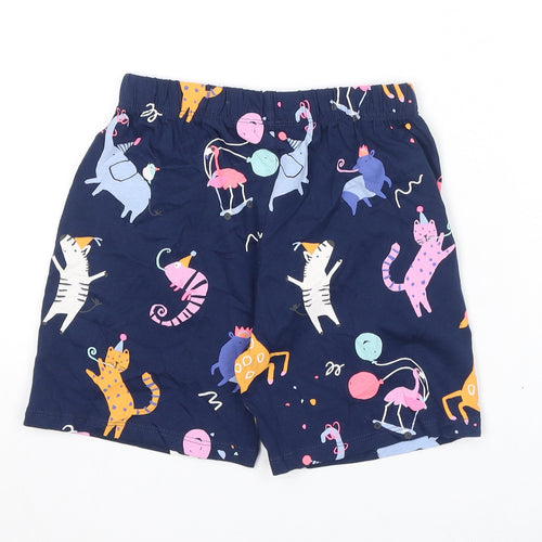 Marks and Spencer Boys Blue Geometric 100% Cotton Sleep Shorts Size 5-6 Years Pullover - Party Animals