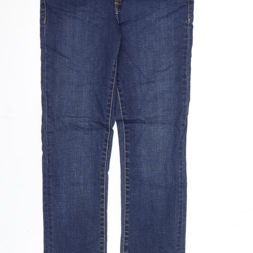 Wallis Womens Blue Cotton Straight Jeans Size 8 L27 in Regular Zip