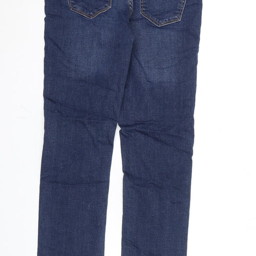 Wallis Womens Blue Cotton Straight Jeans Size 8 L27 in Regular Zip