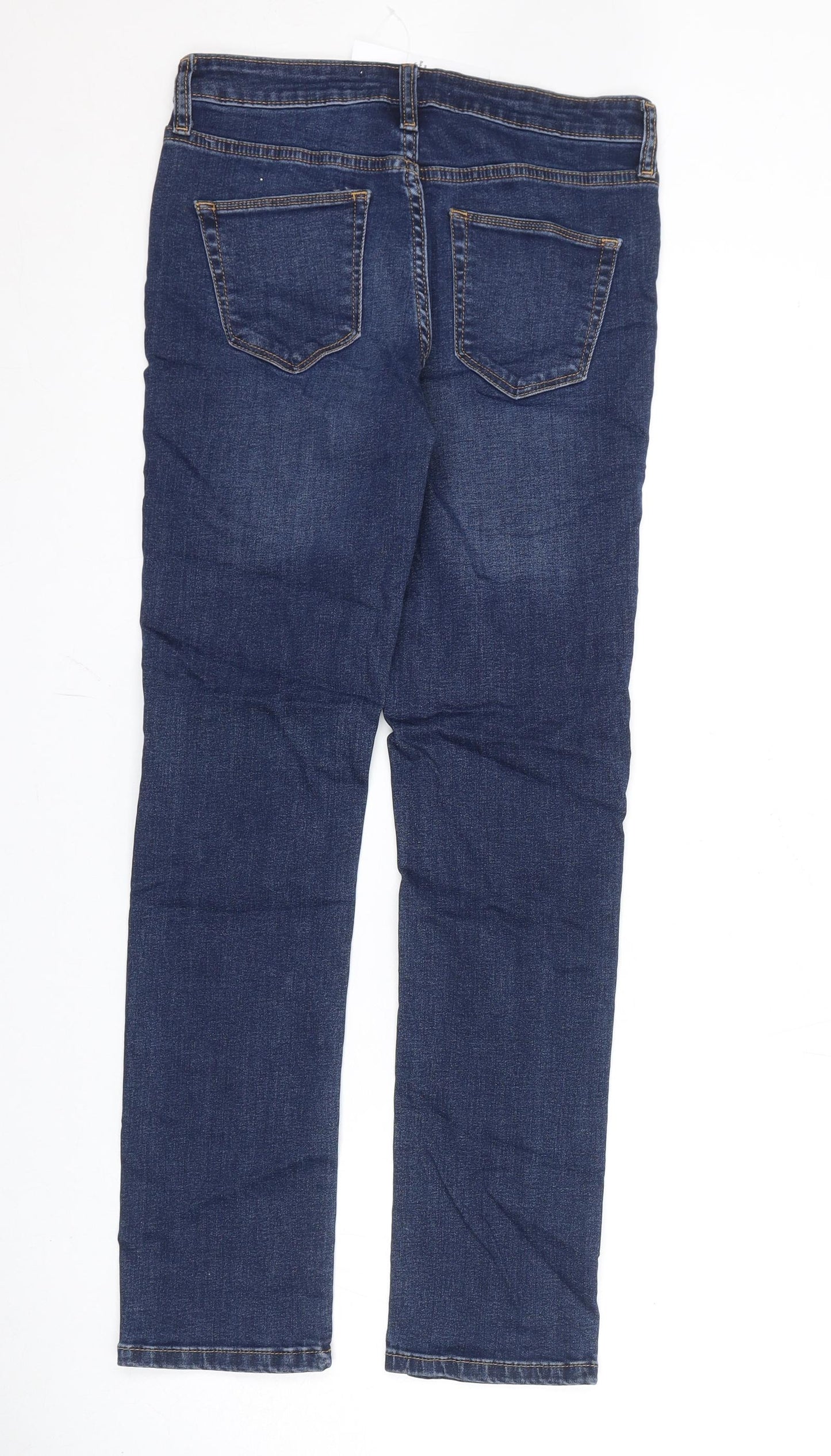 Wallis Womens Blue Cotton Straight Jeans Size 8 L27 in Regular Zip
