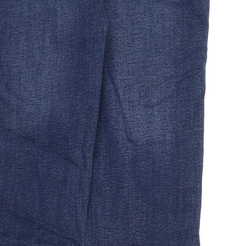 Wallis Womens Blue Cotton Straight Jeans Size 8 L27 in Regular Zip