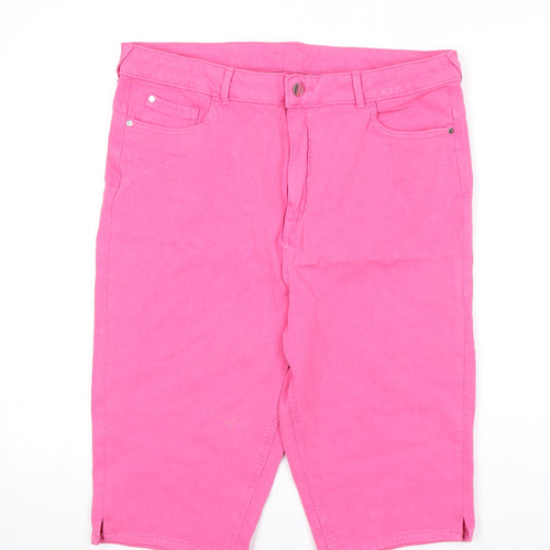 Marks and Spencer Womens Pink Cotton Bermuda Shorts Size 18 L14 in Regular Zip