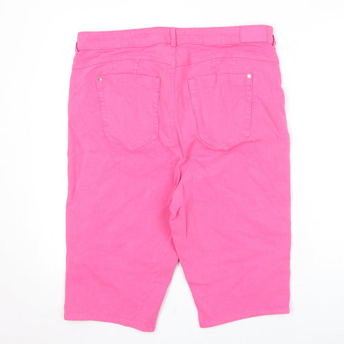 Marks and Spencer Womens Pink Cotton Bermuda Shorts Size 18 L14 in Regular Zip