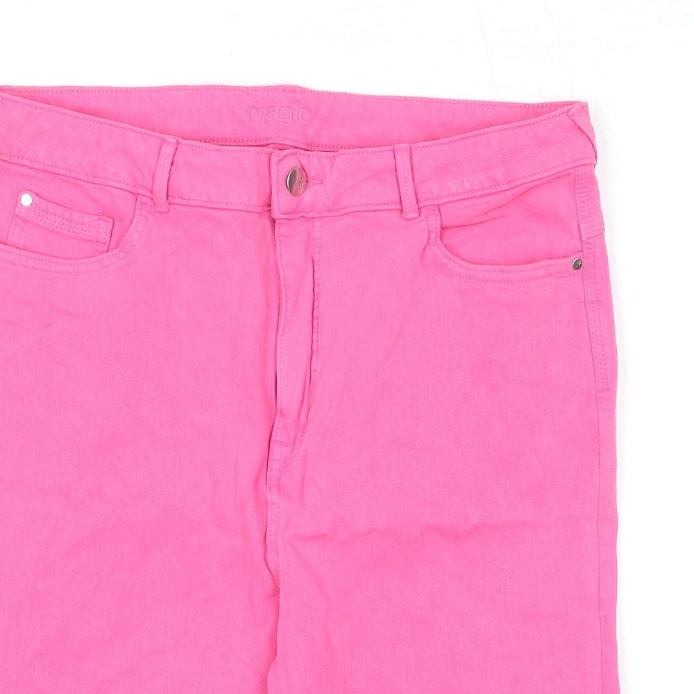 Marks and Spencer Womens Pink Cotton Bermuda Shorts Size 18 L14 in Regular Zip