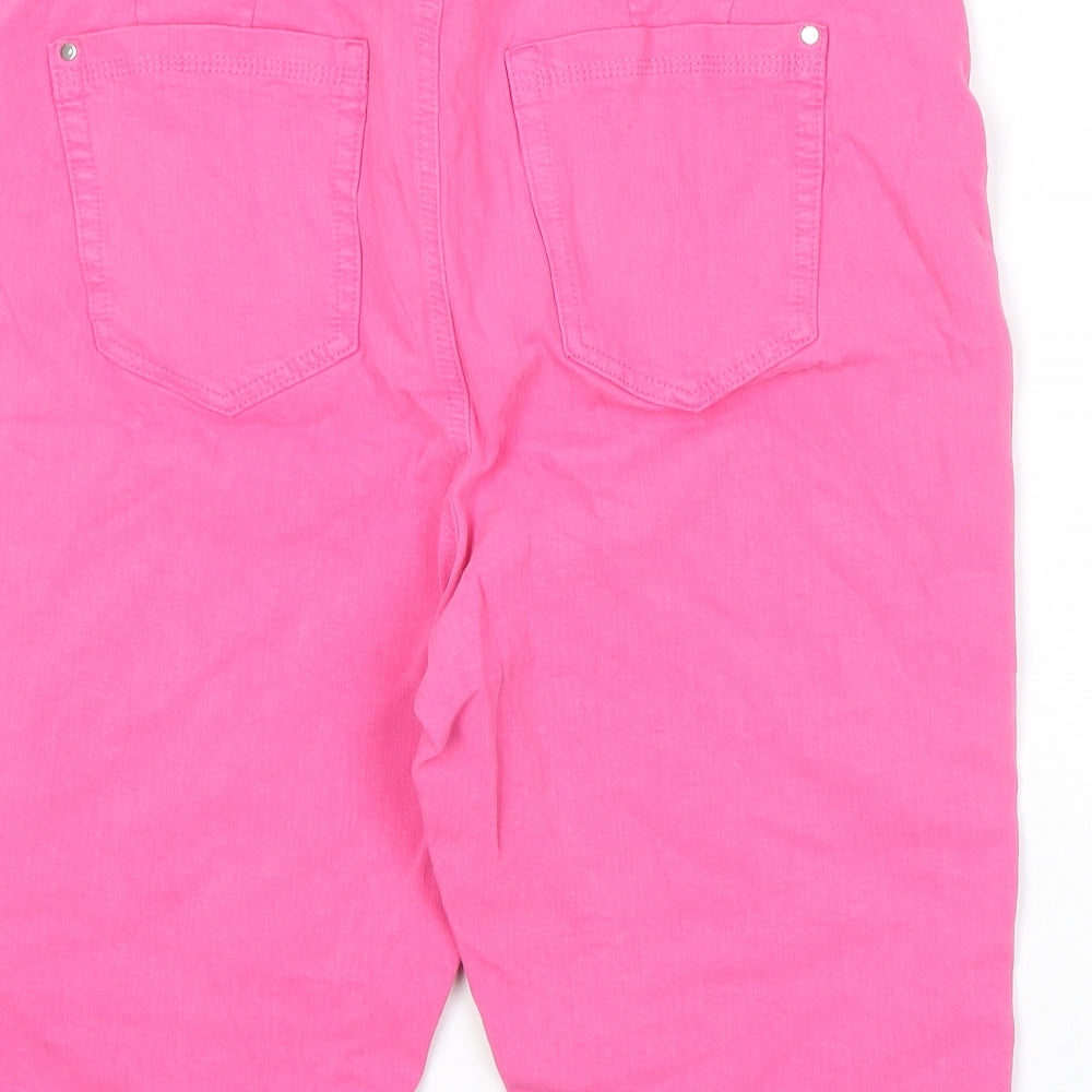 Marks and Spencer Womens Pink Cotton Bermuda Shorts Size 18 L14 in Regular Zip