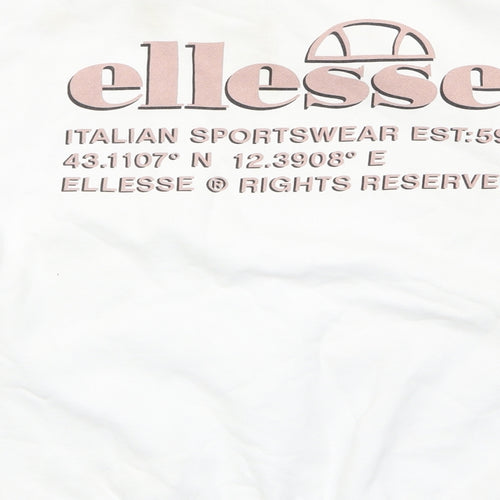 ellesse Womens White Cotton Pullover Sweatshirt Size 6 Pullover - Logo