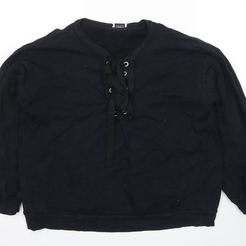 Pull&Bear Womens Black Cotton Pullover Sweatshirt Size M Pullover