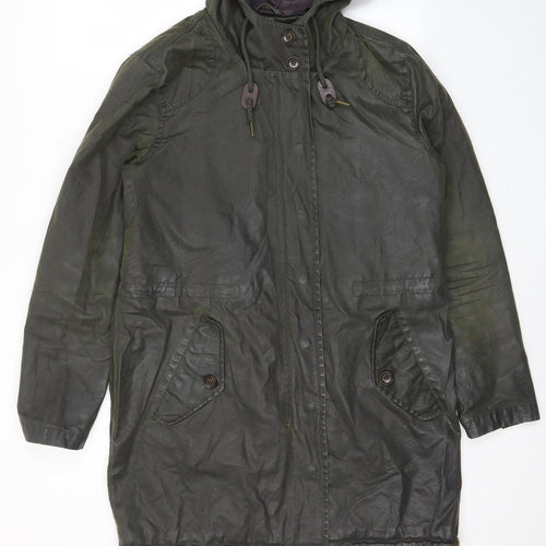 Joules Womens Green Rain Coat Coat Size 10 Zip - Waxed