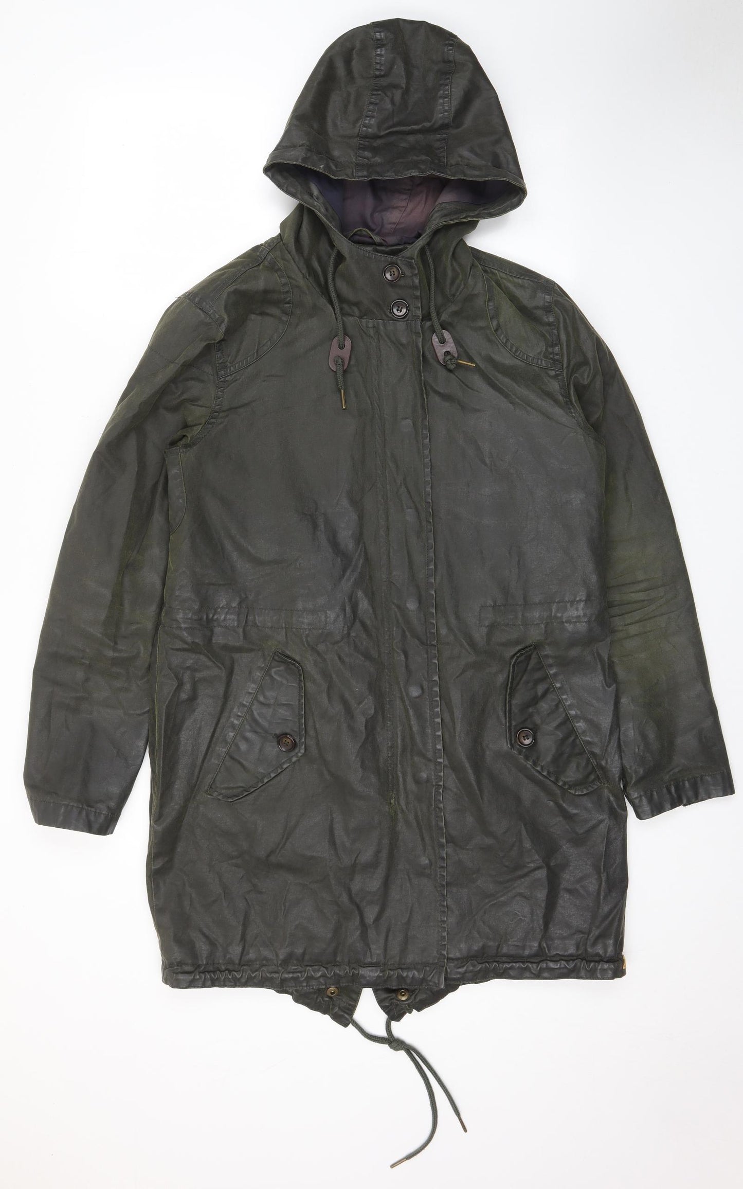 Joules Womens Green Rain Coat Coat Size 10 Zip - Waxed