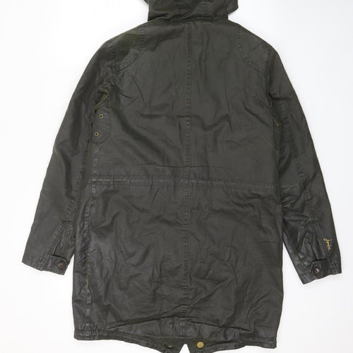 Joules Womens Green Rain Coat Coat Size 10 Zip - Waxed