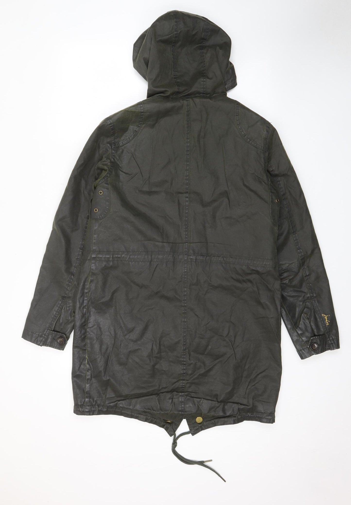 Joules Womens Green Rain Coat Coat Size 10 Zip - Waxed