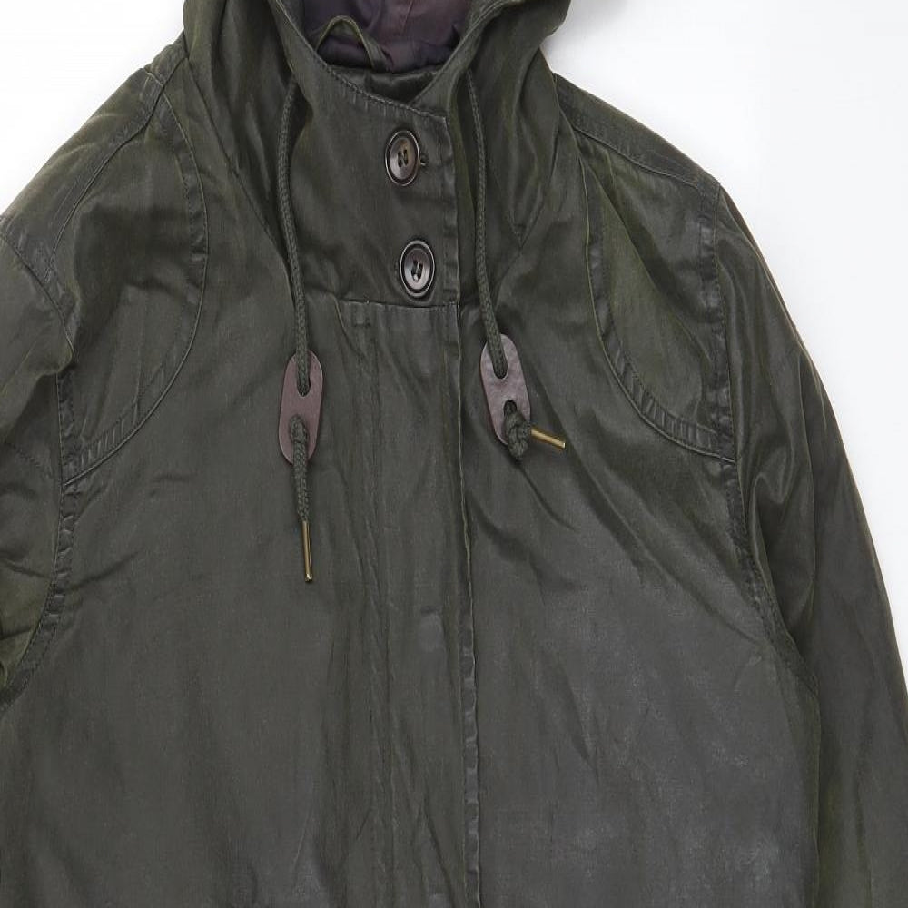 Joules Womens Green Rain Coat Coat Size 10 Zip - Waxed
