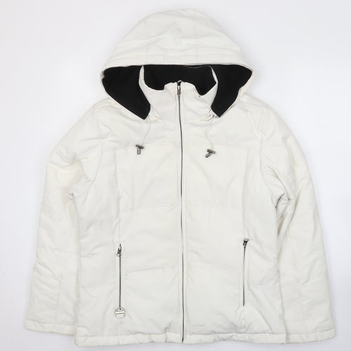 J.Percy Womens White Puffer Jacket Jacket Size S Zip