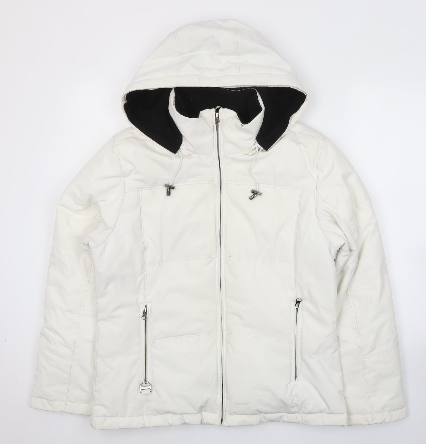 J.Percy Womens White Puffer Jacket Jacket Size S Zip
