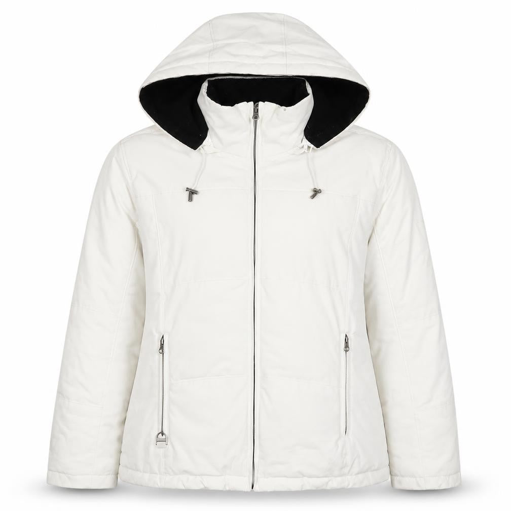 Front view of J.Percy women’s white puffer jacket jacket, size S, zip