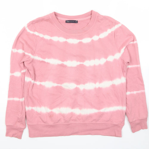 Marks and Spencer Womens Pink Striped Cotton Pullover Sweatshirt Size 12 Pullover - Tie Dye