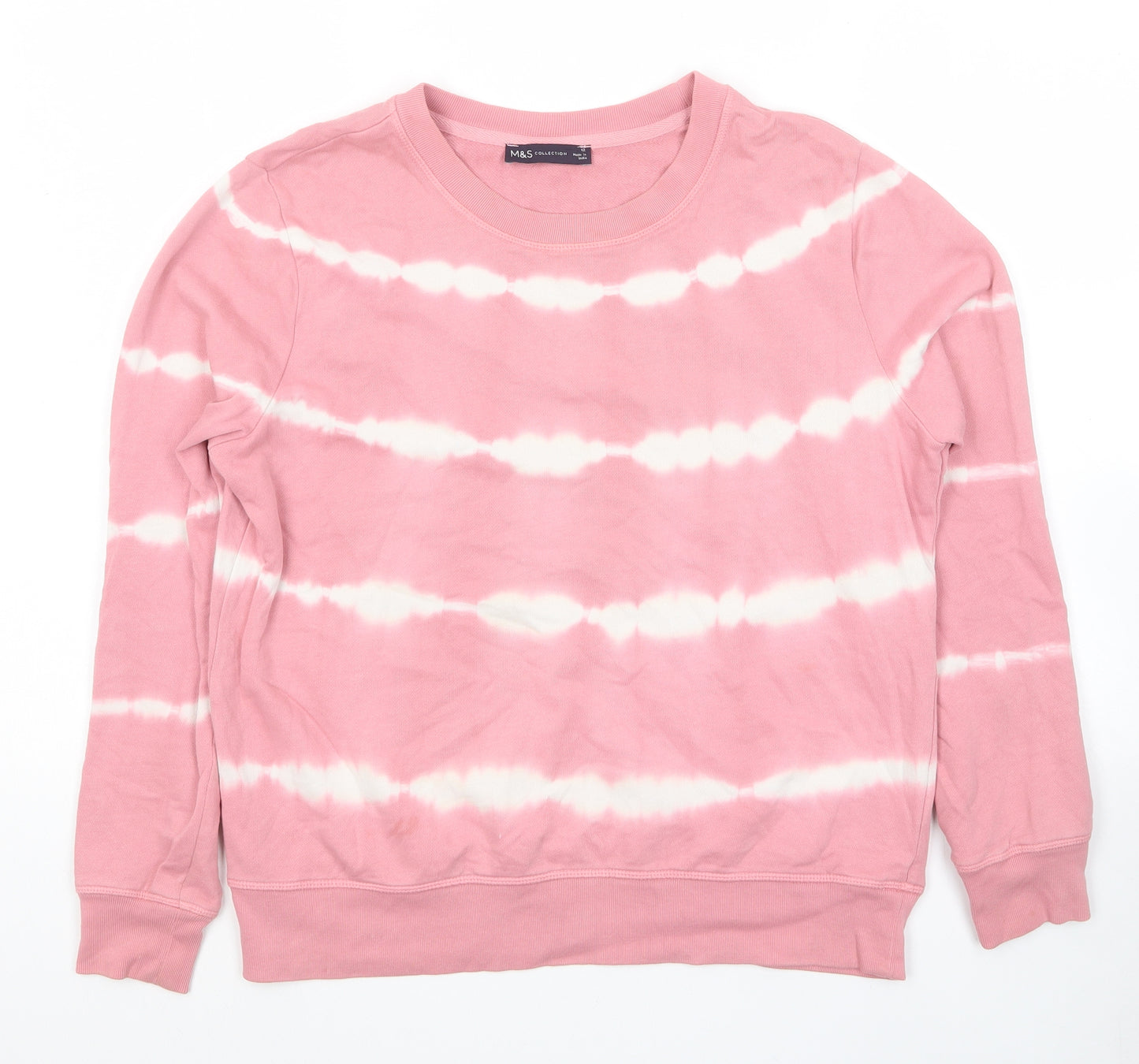 Marks and Spencer Womens Pink Striped Cotton Pullover Sweatshirt Size 12 Pullover - Tie Dye