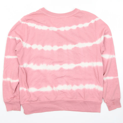 Marks and Spencer Womens Pink Striped Cotton Pullover Sweatshirt Size 12 Pullover - Tie Dye