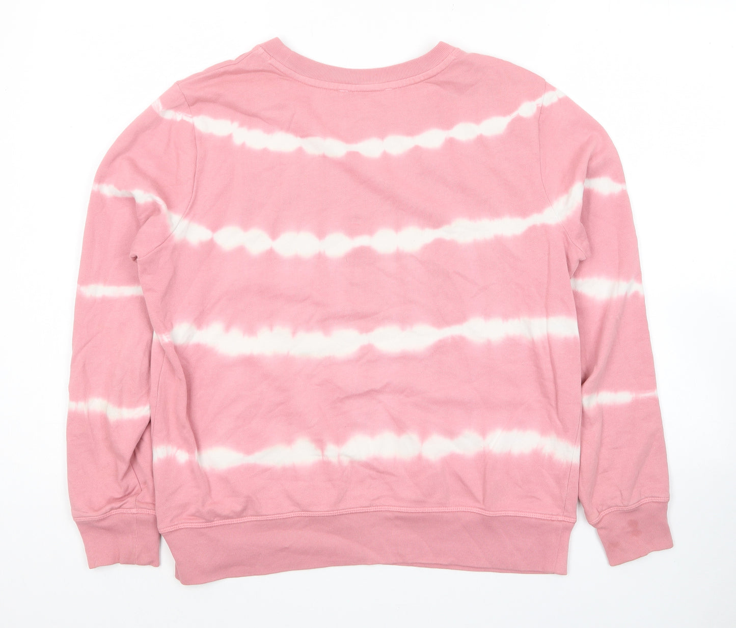 Marks and Spencer Womens Pink Striped Cotton Pullover Sweatshirt Size 12 Pullover - Tie Dye